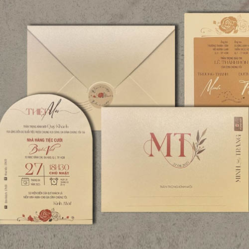 Thiệp cưới màu be